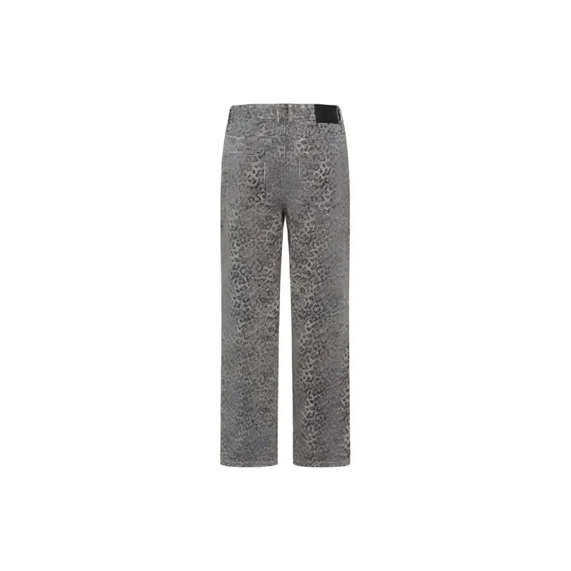 URBAN REVIVO Jeans Men Gray Green Print-1