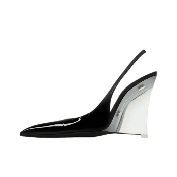 SAINT LAURENT Miller Wedge Heel High Heels 11cm Women's Black