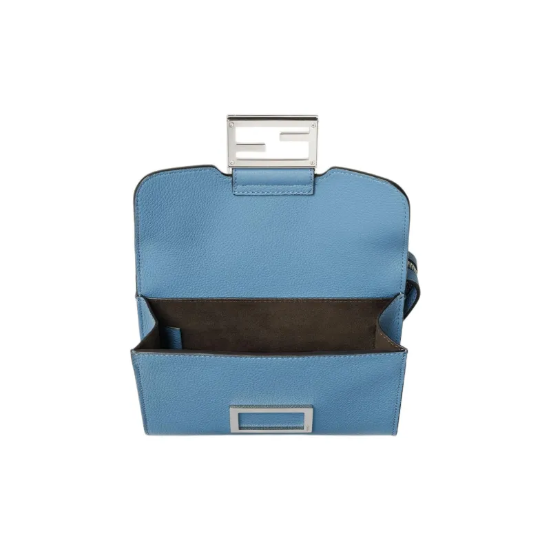 FENDI Grained Leather Baguette Bag Crossbody Bag Shoulder Bag Men's Sky Blue-3