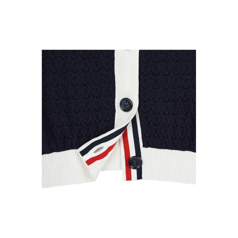 THOM BROWNE Contrasting trim Pointelle knit Cotton Cardigan-3