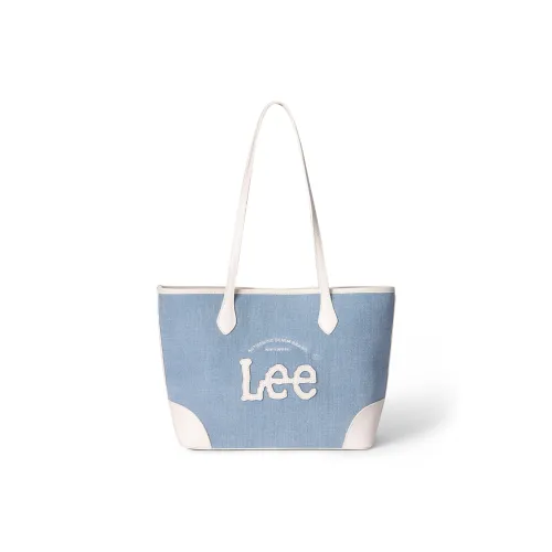 Lee Denim With PU Panel Tote Denim Bag, Shoulder Bag Regular Women's Light Denim Blue