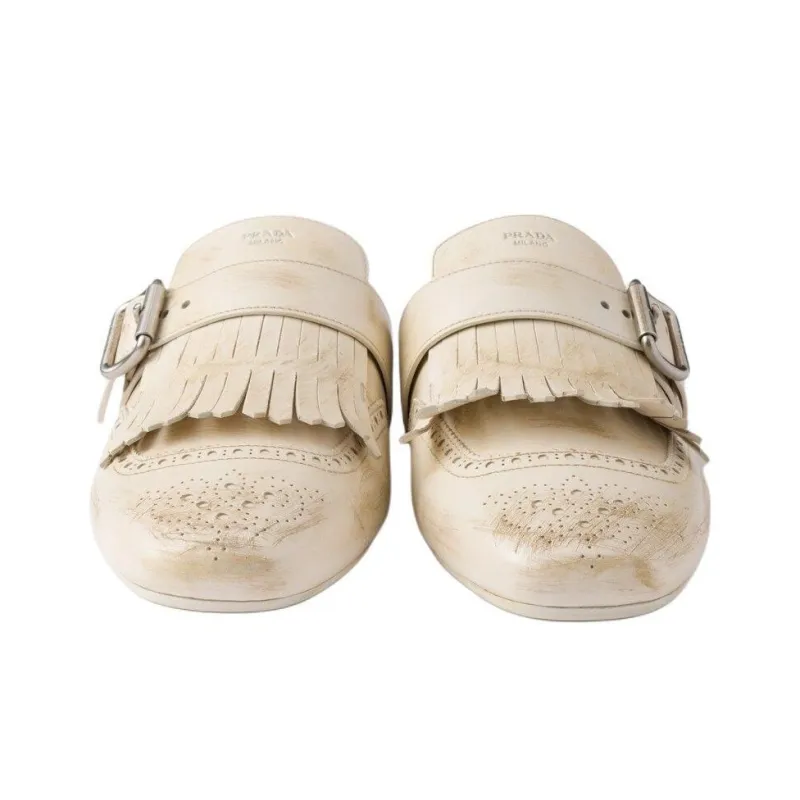 PRADA Rubber Sole Wrap toe Slippers Women's White-2