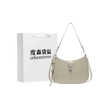 Dusen Kangaroo PU Shoulder Bag Women's White/Black/Pink/Greige