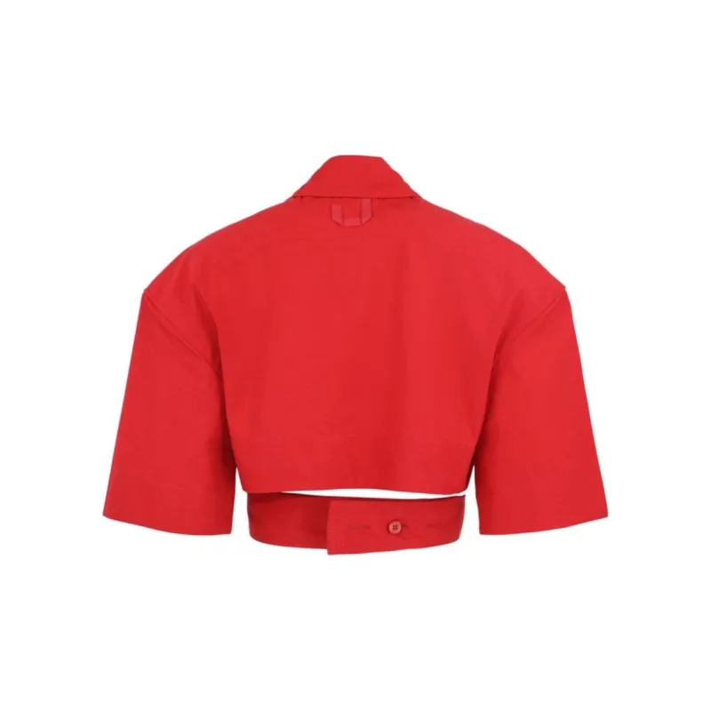 Jacquemus Cropped Belted Shirt 'Dark Red'-1