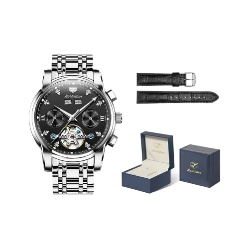 Jin Shi Dun Mechanical Movement Stainless Steel Watchband Watch Men's Watches Black Dial