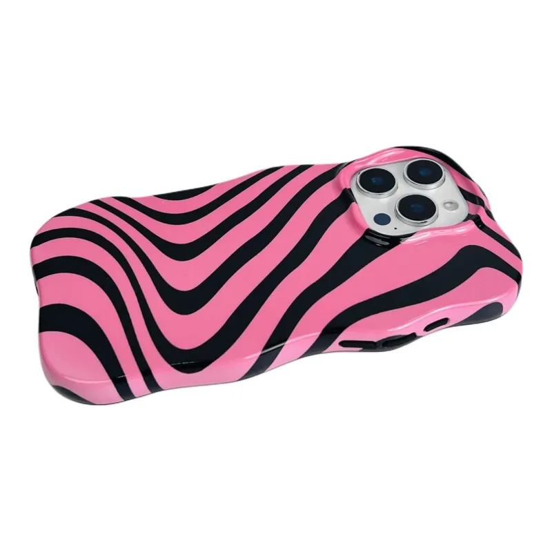 Sopi Acrylic Material Wave Edge Irregular Stripes Phone Cases Compatible With IPhone 16/15 Pro Max/Apple 13/14 Pro/Max-3