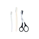 Transparent White Double Eyebrow Razor+Eyebrow Comb: 2 Set