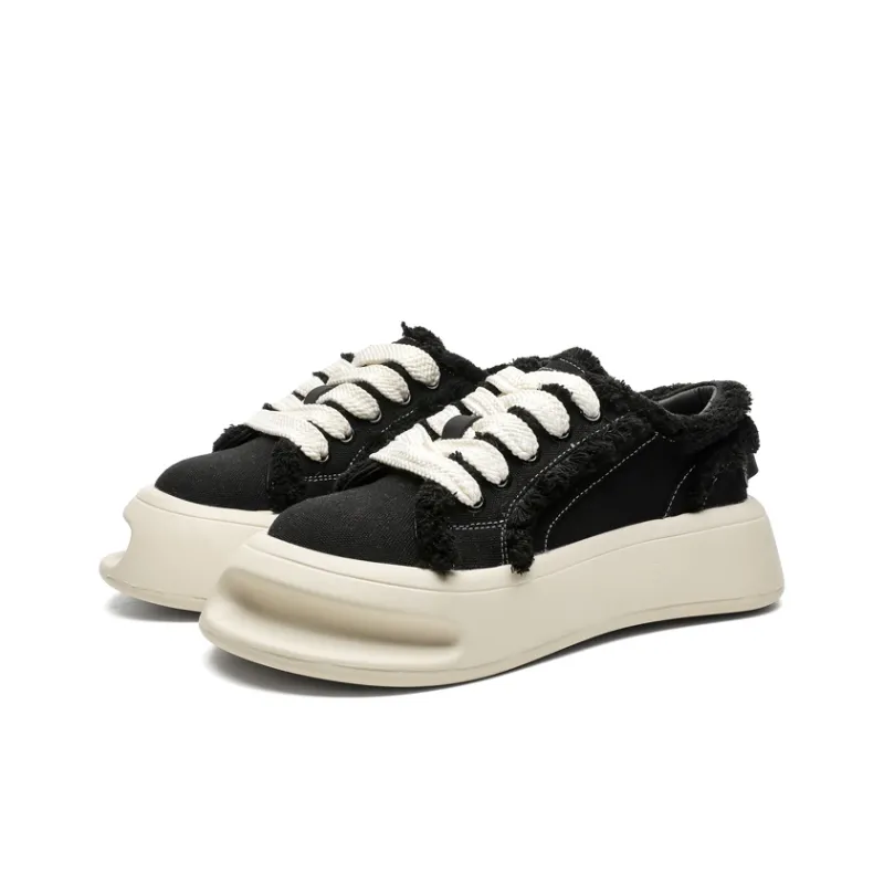 OUBT Design Driven Heeled Shoes Slip Resistant, Abrasion Resistant, Breathable Low Top Skateboard Shoes Unisex Black-1