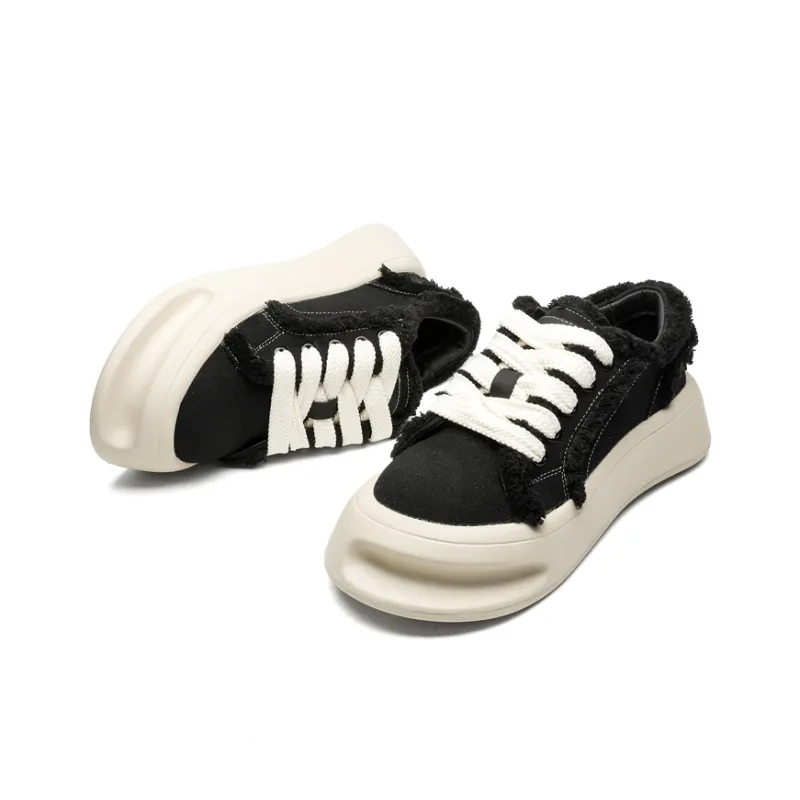 OUBT Design Driven Heeled Shoes Slip Resistant, Abrasion Resistant, Breathable Low Top Skateboard Shoes Unisex Black-3