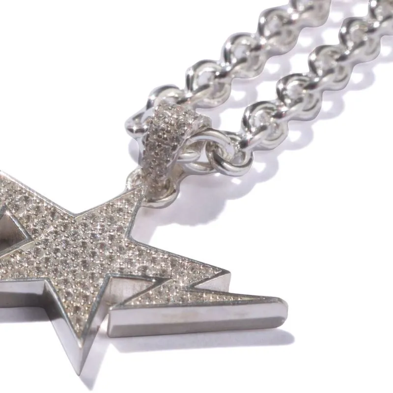 A BATHING APE Metallic Silver Necklaces Unisex-1