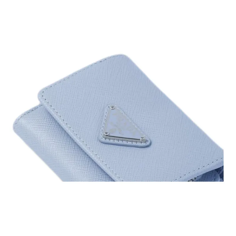 PRADA Cow Leather Wallet Women's Light Blue-5