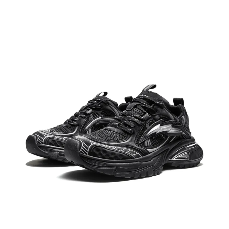 NFL Los Angeles Lightning Team Height Increasing Breathable Coverage Low Top Chunky Sneakers Unisex Black Silver-2