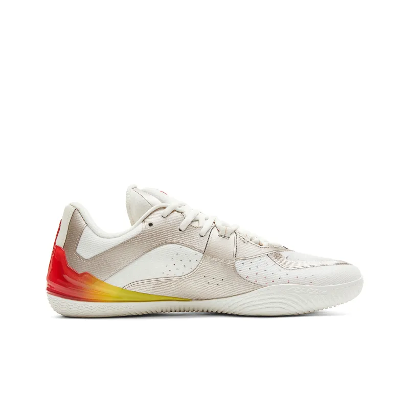 PEAK Cushioning Coverage Rebound Wear Resistant Slip Resistant Low Top Basketball Shoes Men's Milky White Red-1
