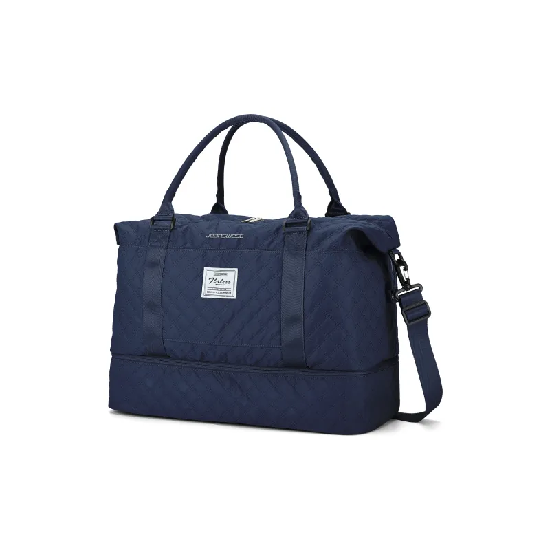 JEANSWEST Fabric Handbag Crossbody Bag Travel Bag Unisex Green/Ecru/Marine Blue-10