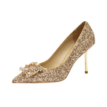 Houseofavenues Slim Heel High Heels Women's Gold