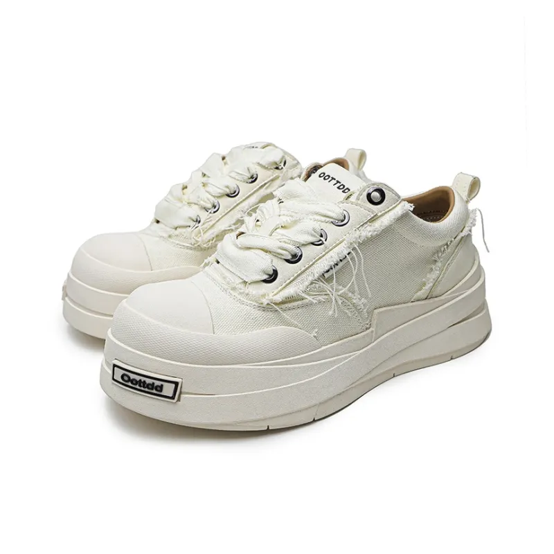 ESTEE GEEA Coverage Anti-Slip And Wear-Resistant Lightweight Height Increasing Low-Top Skateboard Shoes Unisex White-1