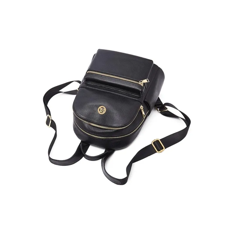 Old Man's Head Cow Leather Backpack Regular Women's Black-5