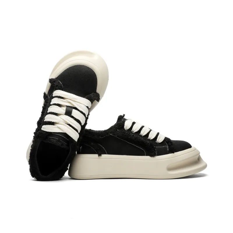 OUBT Design Driven Heeled Shoes Slip Resistant, Abrasion Resistant, Breathable Low Top Skateboard Shoes Unisex Black-4