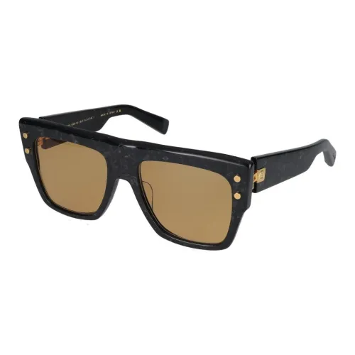BALMAIN Curved Tip Square Frame Sunglasses