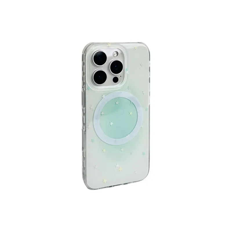 Sopi Acrylic Material Blended Green Screen Stars Phone Cases Compatible With IPhone 16/15 Pro Max/Apple 13/14 Pro/Max-5
