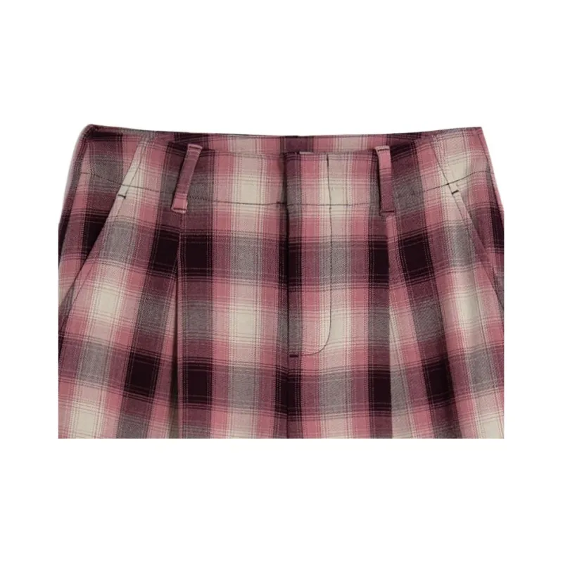 GAP Casual Pants Women's Pink Plaid-1