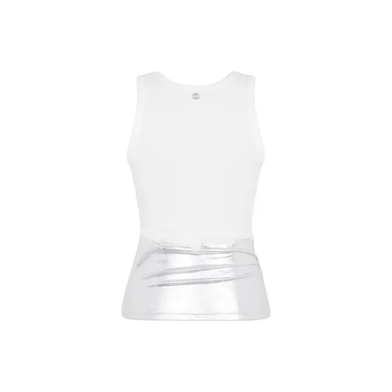 Rabanne Piercing Ribbed Jersey Tank Top 'White/Silver'-1