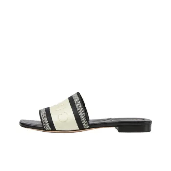 GUCCI Web Slide Slippers Women's Black White