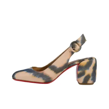 CL LUBOTING Minny Sling Chunky Heel High Heels 7cm Women's Beige