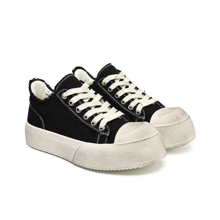 Angelmi Wear-Resistant Slip-Resistant Coverage Low-Top Canvas Shoes Unisex Black-2