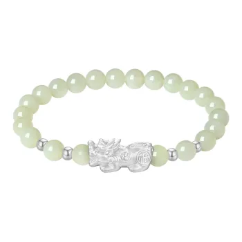 ALLOVE Hetian Jade Bracelets Pale Greenish White Jade Women's