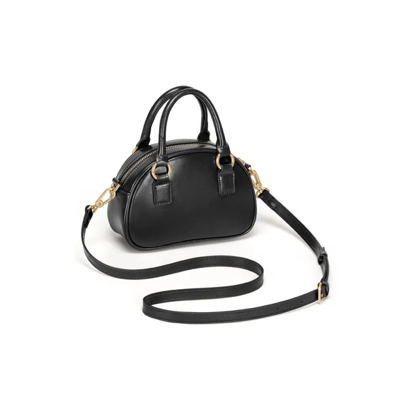 CinvaiKrose Cow Leather With Synthetic Leather Shoulder Bag, Crossbody Bag, Handbag Small Size Women's Brown/Black-8