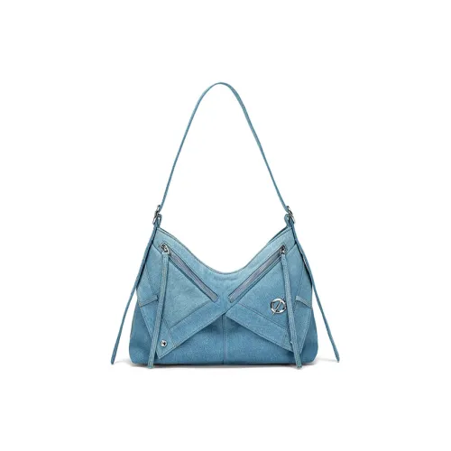 JELLYTOYBOY Microfiber Synthetic Leather Recrafted Hobo Pack Shoulder Bag Crossbody Bag Women's Denim Blue