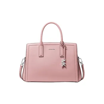MICHAEL KORS Silver Metal Letter Charm Shoulder Bag Crossbody Bag Handbag Medium Size Women's Smoky Rose