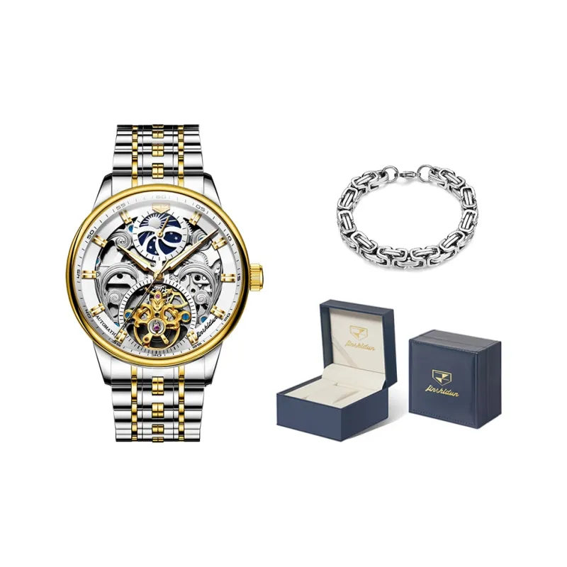 Jin Shi Dun Automatic Mechanical Movement Leather Strap Watch Men's Watches White Dial-12