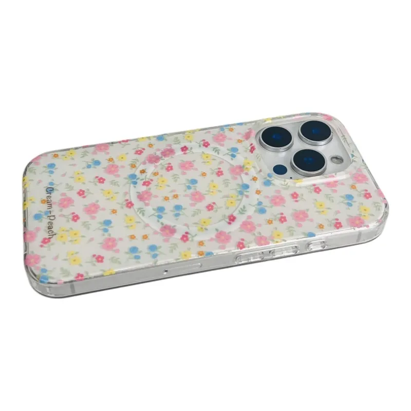 Sopi Acrylic Material Full Screen Floral Magnetic Phone Cases Compatible With IPhone 16/15 Pro Max/Apple 13/14 Pro/Max-7