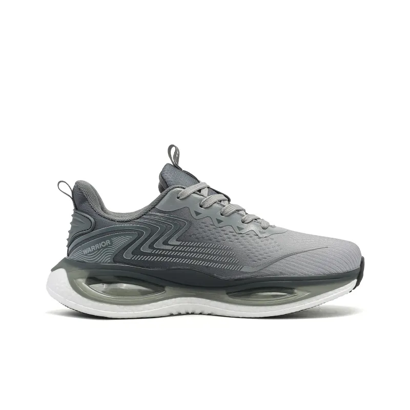 Warrior Cushioned Slip-Resistant Breathable Low-Top Casual Long Distance Running Sprint Running Shoes Men's Gray-1
