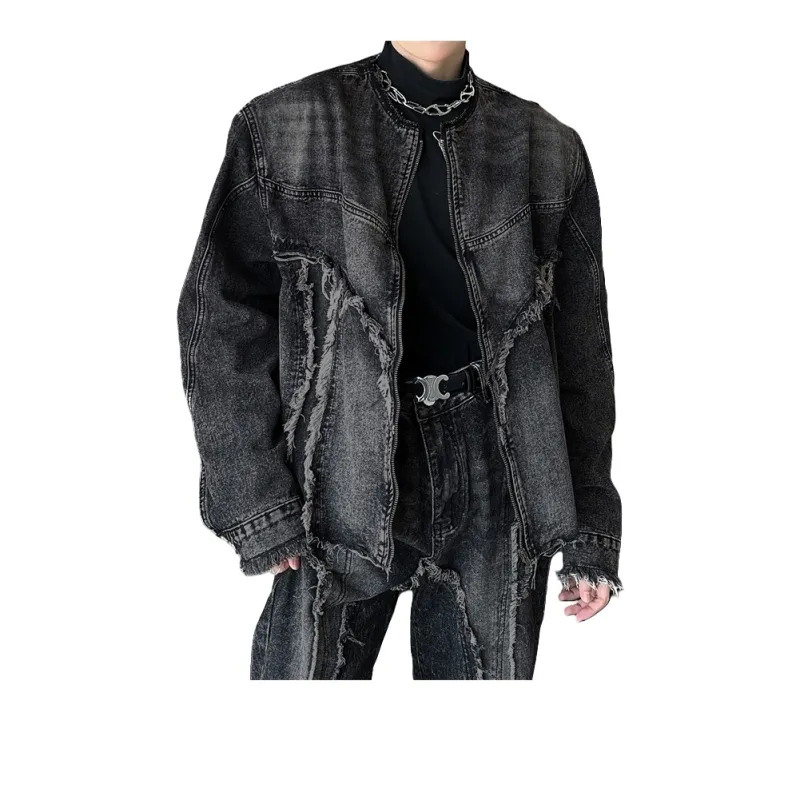 K411 Denim Jackets Unisex Black Gray Color-0