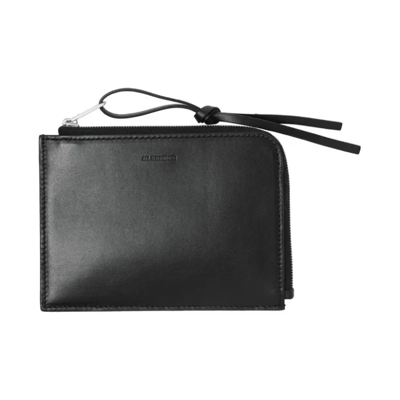 JIL SANDER Calfskin Card Holder Men's Black-0
