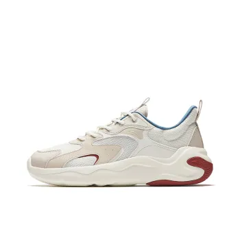 CHAOJIANTA Anti Slip Wear Resistant Low Top Chunky Sneakers Men's White Beige