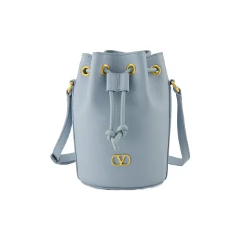 Valentino VLogo Signature Grained Calfskin Bucket Bags Shoulder Bags Mini Women's Sky Blue