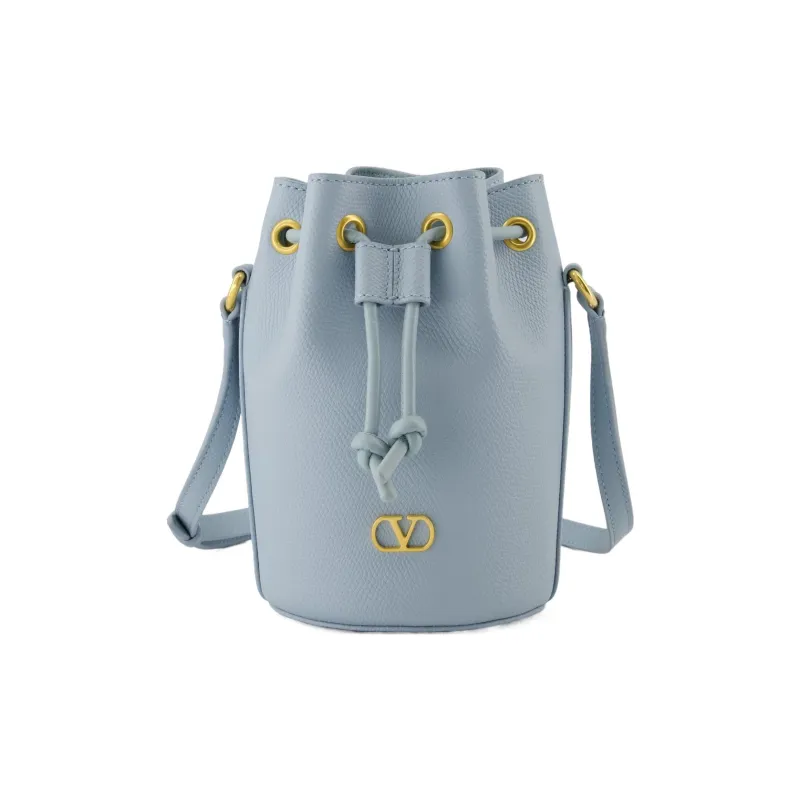 Valentino VLogo Signature Grain Calfskin Bucket Bag, Shoulder Bag Mini Women's Sky Blue-0