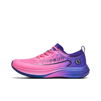 TENSOOZEN Quick Dry Lightweight Rebound Low Top Full Length Carbon Plate Sprint Running Shoes Unisex Pink Blue