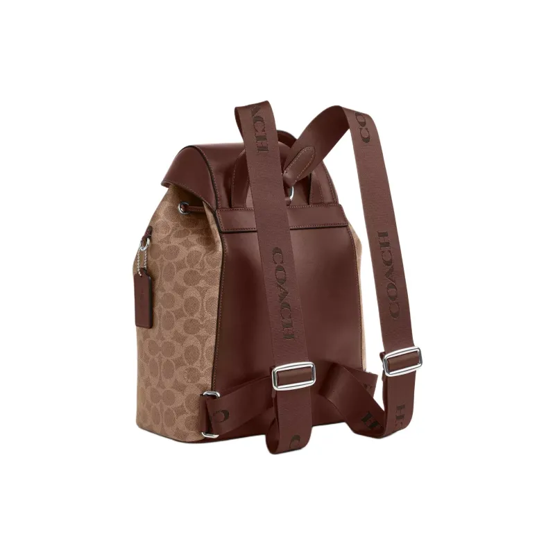 COACH Cow Leather Backpack Large Size Women's Brown-1