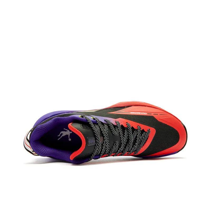 QIAODAN FETEAM Coverage Grip Lightweight Breathable Low Top Basketball Shoes Men's Black Dutch Orange Fantasy Purple-3