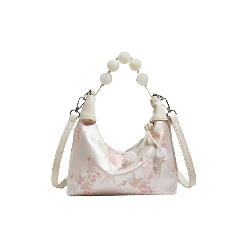 Yalu Nylon Dumpling Bag Handbag Women's Ecru/Black-1