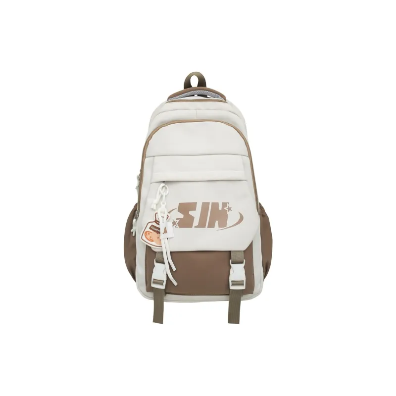 Travel Nylon Backpack Unisex Pure Black/White & Black/Khaki/Blue/Red-10