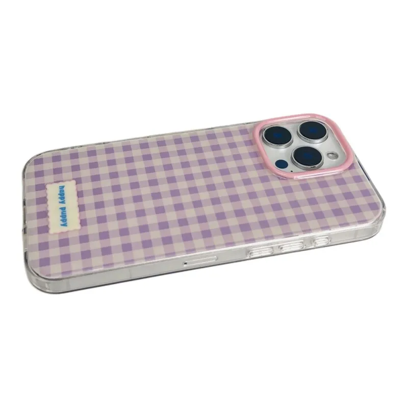 Sopi Acrylic Material Purple Plaid Bracelet Phone Cases Compatible With IPhone 16/15 Pro Max/Apple 13/14 Pro/Max-6