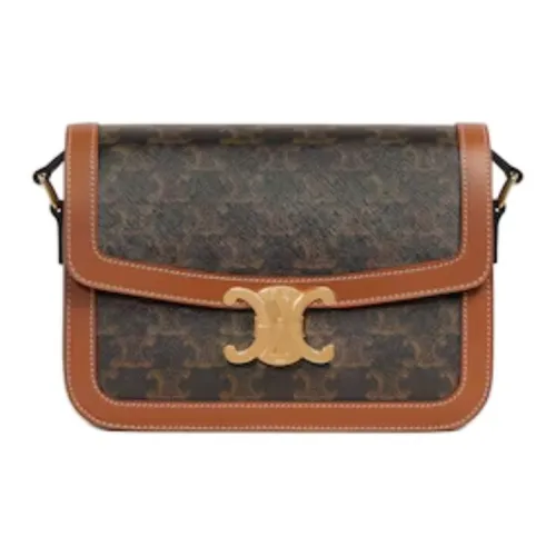 CELINE Cow Leather Shoulder Bag Mini Women's Brown