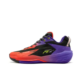 QIAODAN FETEAM Coverage Grip Lightweight Breathable Low Top Basketball Shoes Men's Black Dutch Orange Fantasy Purple