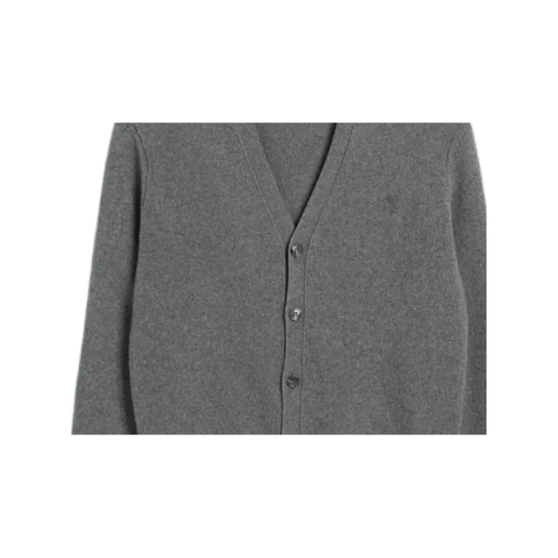AMIPARIS Paris Logo Embroidered V Neck Cardigan-2